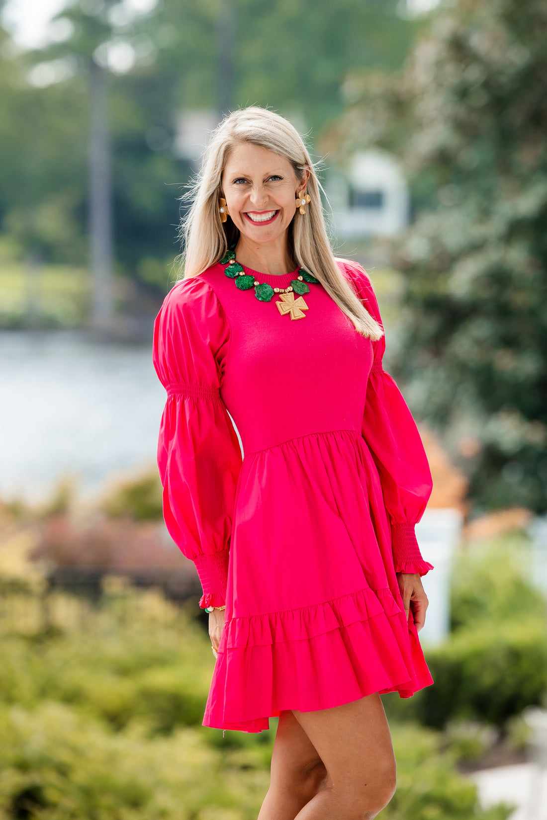 Large Dogwood & Pearl Stud Earrings