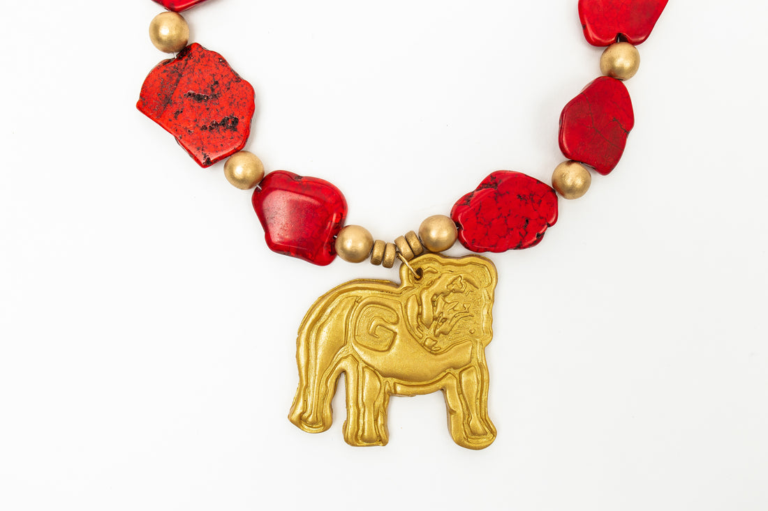 Red Nuggets with Bulldog Necklace