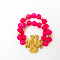 Hot Pink Jade Double Strand with Friendship Bracelet