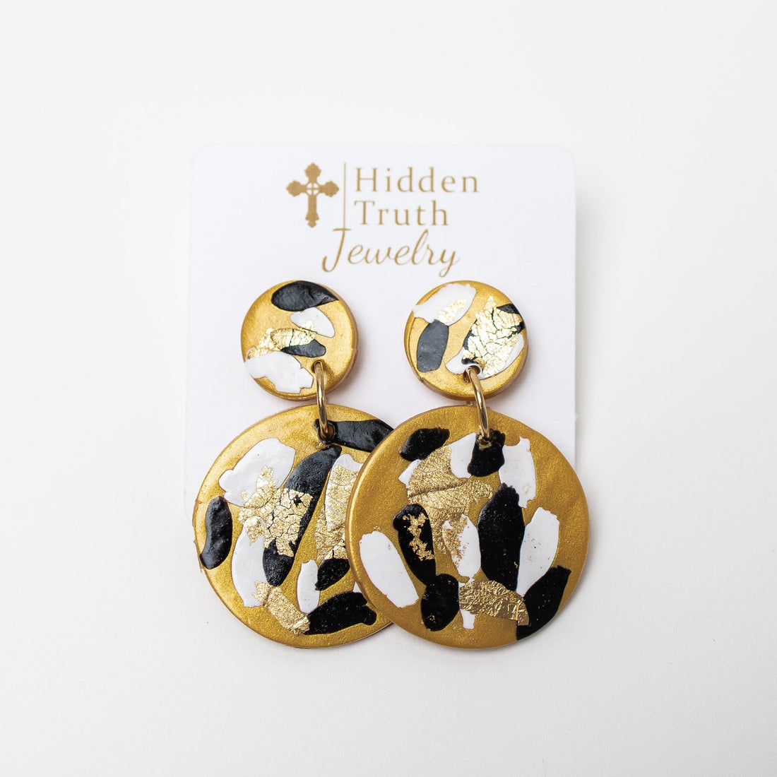 Marbled Gold, White & Black Dangles