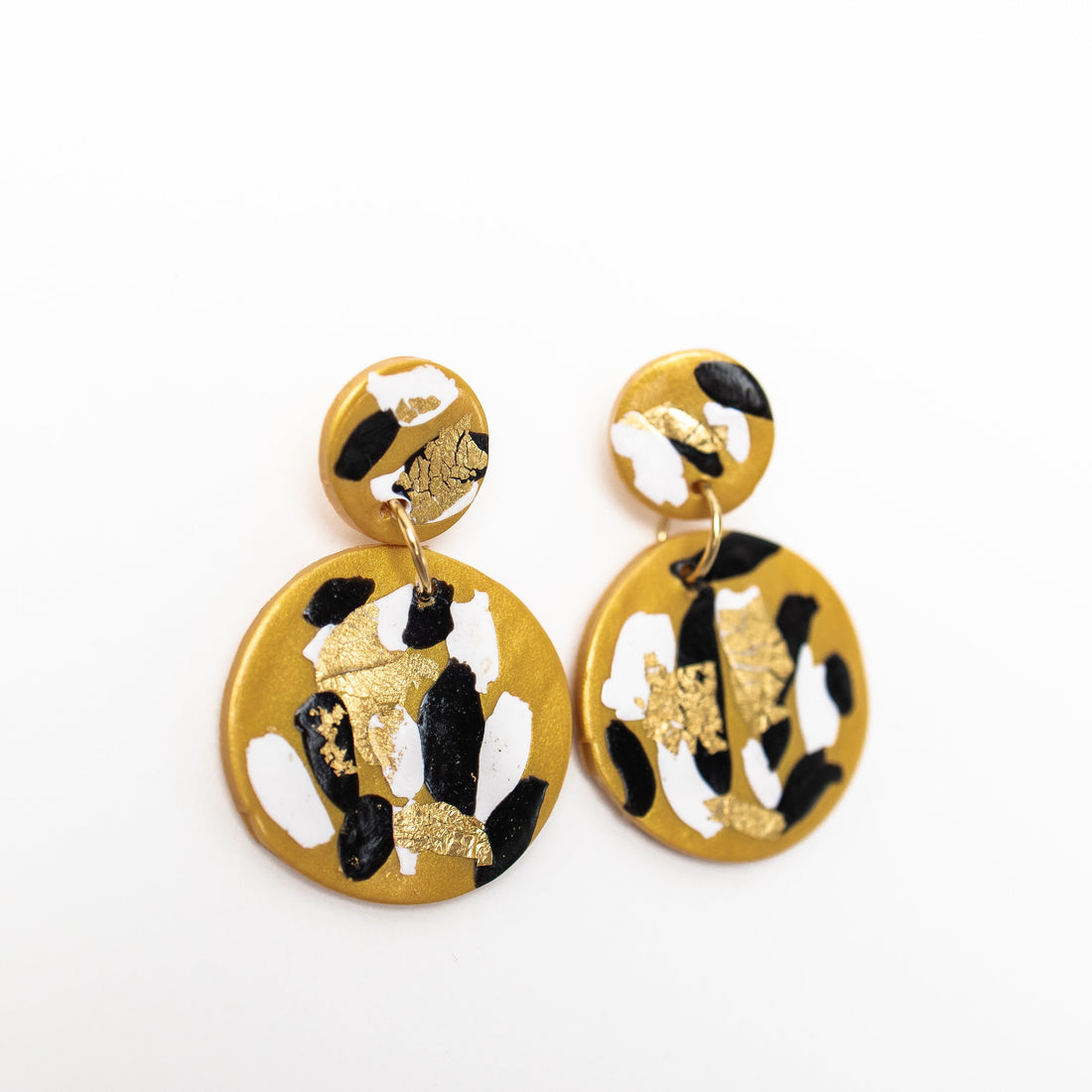 Marbled Gold, White & Black Dangles