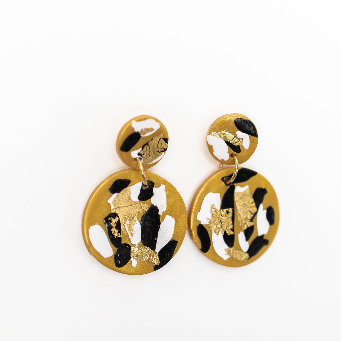 Marbled Gold, White & Black Dangles