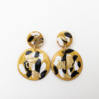 Marbled Gold, White & Black Dangles
