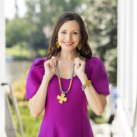 34" Gray Map Jasper with Kristin Cross