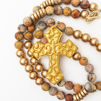 34" Crazy Lace Agate with Cami Cross