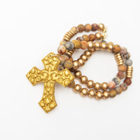 34" Crazy Lace Agate with Cami Cross