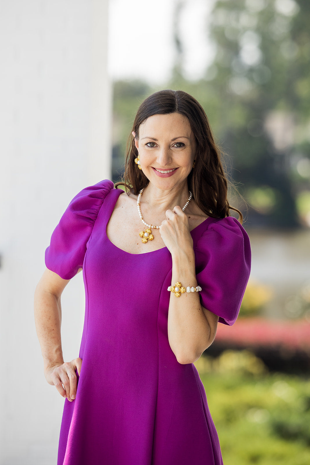 18" Pearls with Small Becky Pearl Cross