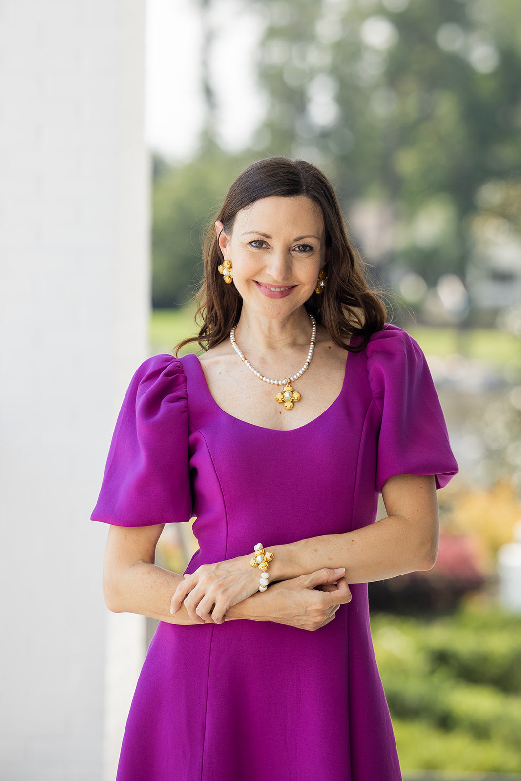 18" Pearls with Small Becky Pearl Cross