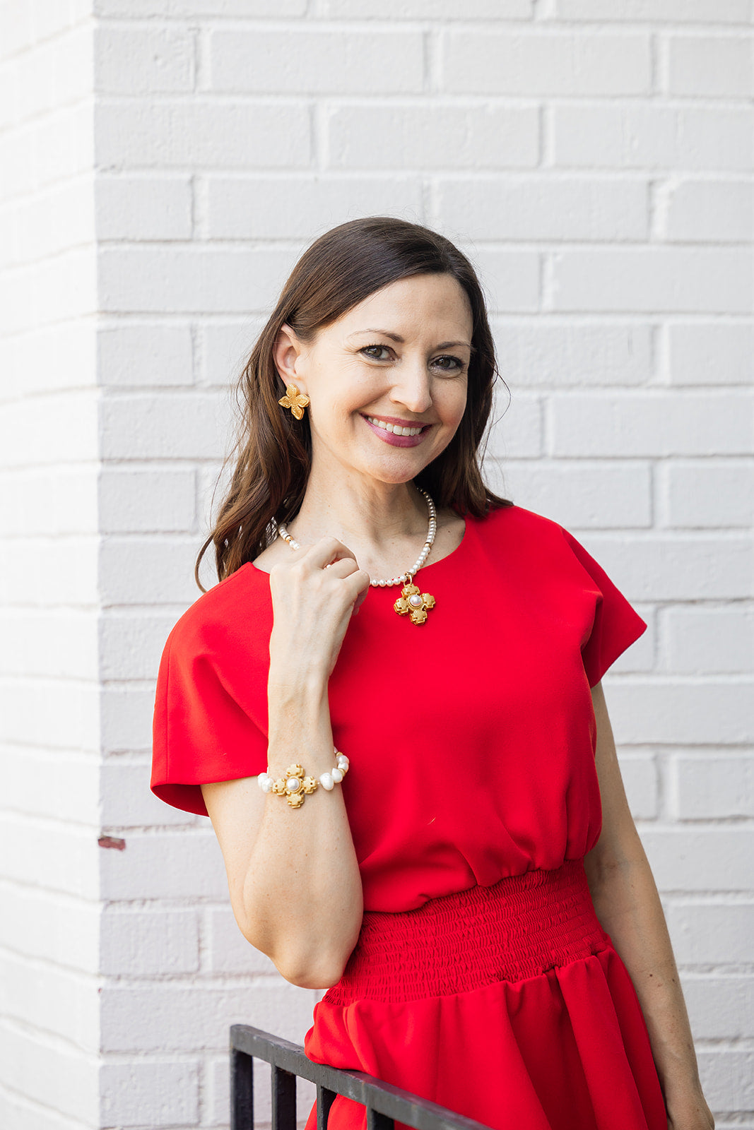 18" Pearls with Small Becky Pearl Cross