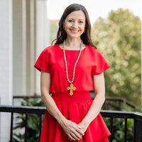 34" Dalmatian Jasper with Cami Cross