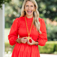 34" Double Gold Chain with Susie Cross
