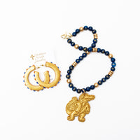 Blue Gold Leafed Jade with Gator