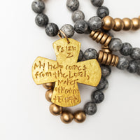 34" Gray Map Jasper with Kristin Cross