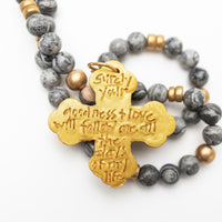 18" Gray Map Jasper with Crown Cross