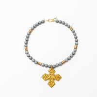 18" Silver Druzy Agate with Elaina Cross