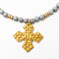 18" Silver Druzy Agate with Elaina Cross