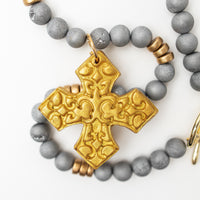 18" Silver Druzy Agate with Elaina Cross