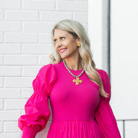 18" Dalmatian Jasper with Crown Cross