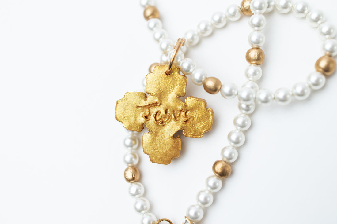 18" Pearls with Small Becky Pearl Cross