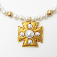18" Pearls with 5 Pearl Cross