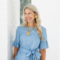 18" Double Gold Chain with Andrea Cross