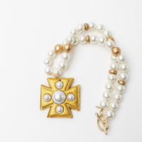 18" Pearls with 5 Pearl Cross