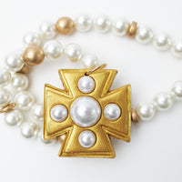 18" Pearls with 5 Pearl Cross