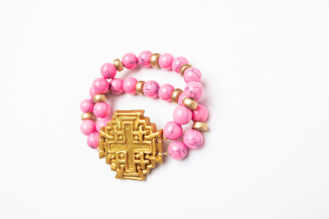 Bright Pink with Jerusalem Cross