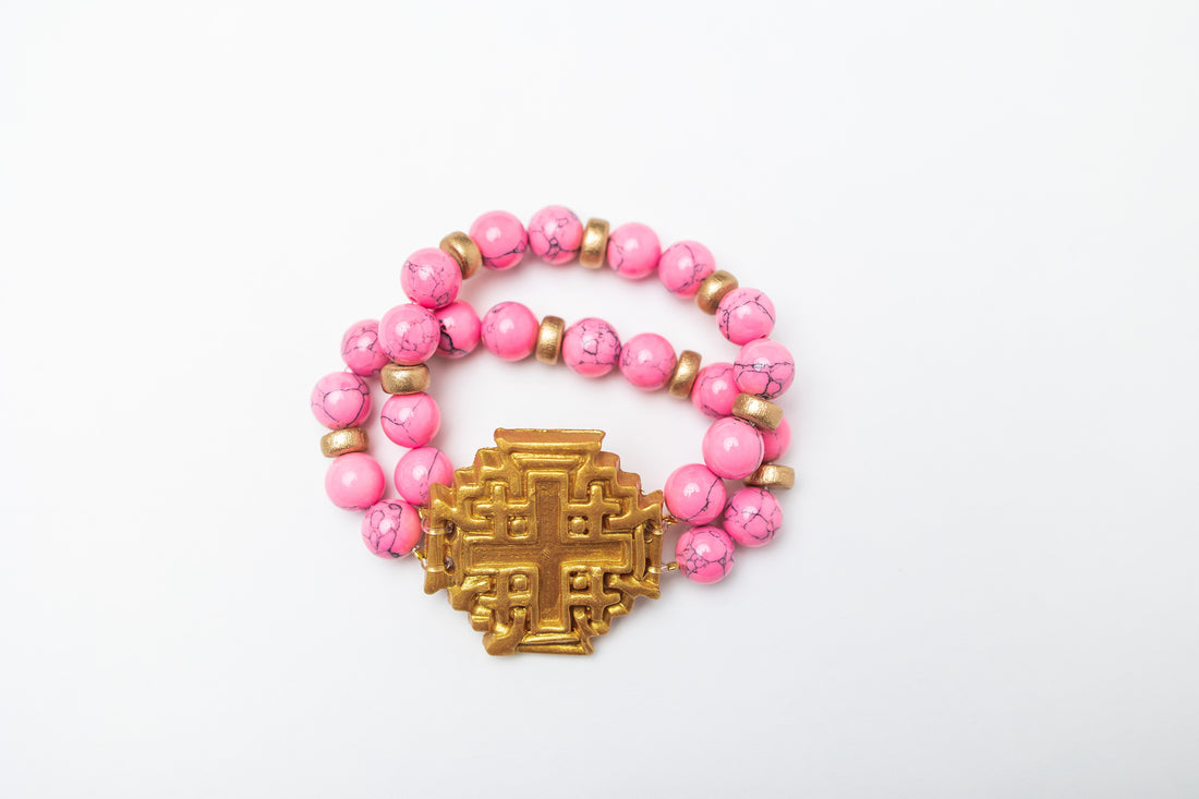 Bright Pink with Jerusalem Cross
