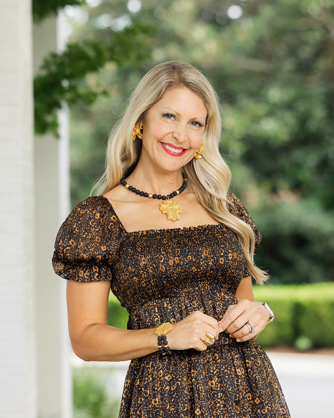 Black Lava with Cherrie Cross Necklace