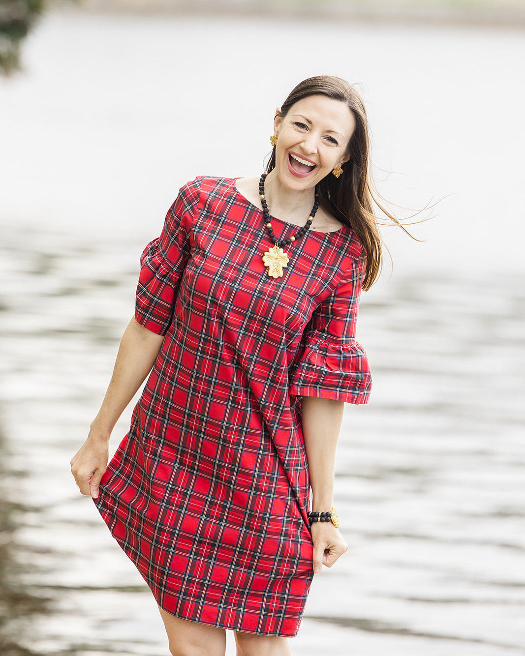 Black Lava with Cherrie Cross Necklace