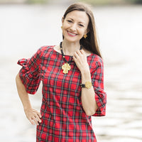 Black Lava Double Strand with Jerusalem Cross