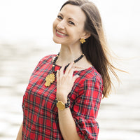 Black Lava with Cherrie Cross Necklace