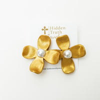 Large Dogwood & Pearl Stud Earrings