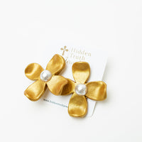 Large Dogwood & Pearl Stud Earrings