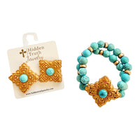 Turquoise Jade with Ellie Cross Gem Bracelet