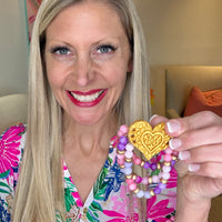 Pink and Purple Triple Strand Heart Bracelet