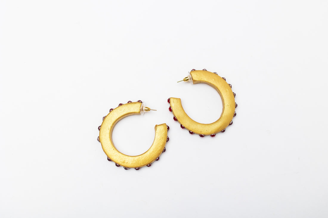 Garnet Studded Hoops