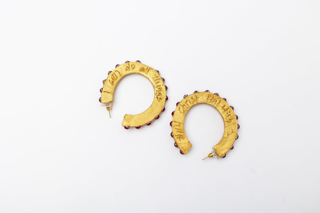 Garnet Studded Hoops