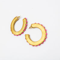 Pink Studded Hoops