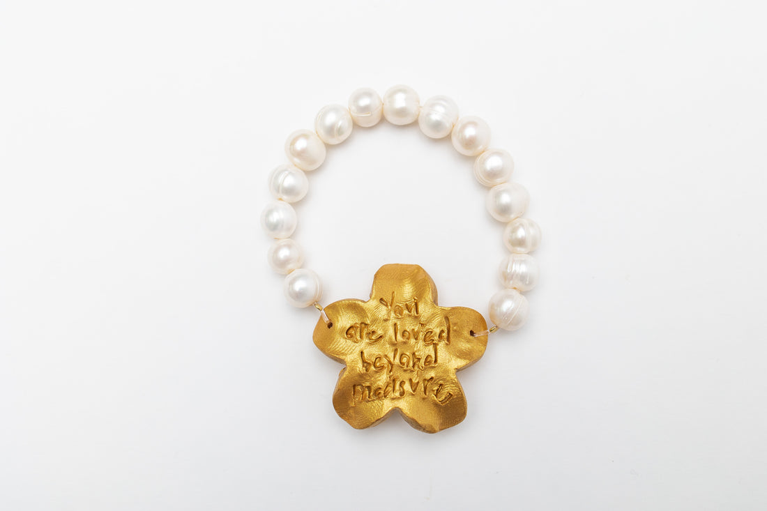 Freshwater Pearls with Gardenia Pearl Blossom Bracelet