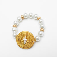 Pearls with Pearl Cross Bracelet