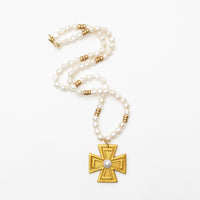 34" Freshwater Pearls with Anna Pearl Cross