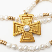 34" Freshwater Pearls with Anna Pearl Cross