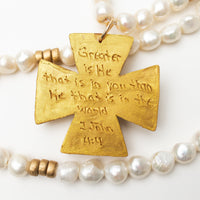 34" Freshwater Pearls with Anna Pearl Cross