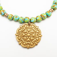 18" Rainforest Green Glass with Ruth Cross