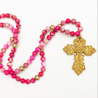 34" Pink Sea Jasper with Miriam Cross