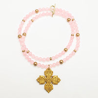 18" Double Light Pink Jade with April Cross