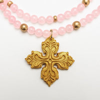 18" Double Light Pink Jade with April Cross