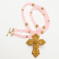 34" Light Pink Jade with Miriam Cross